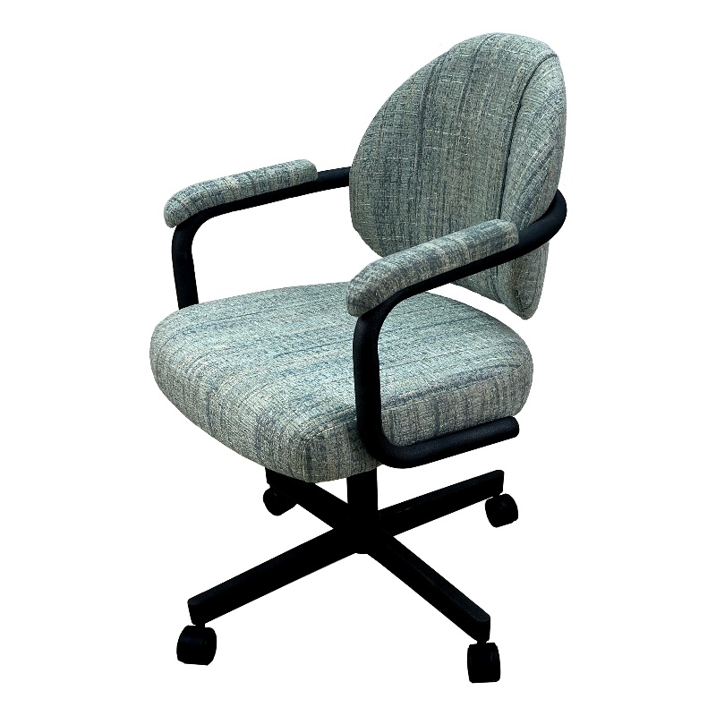 Pemberly Row Swivel Metal Caster Dining Chair in Watusi Aquatint Black