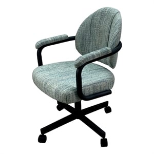 Pemberly Row Swivel Metal Caster Dining Chair in Watusi Aquatint Black