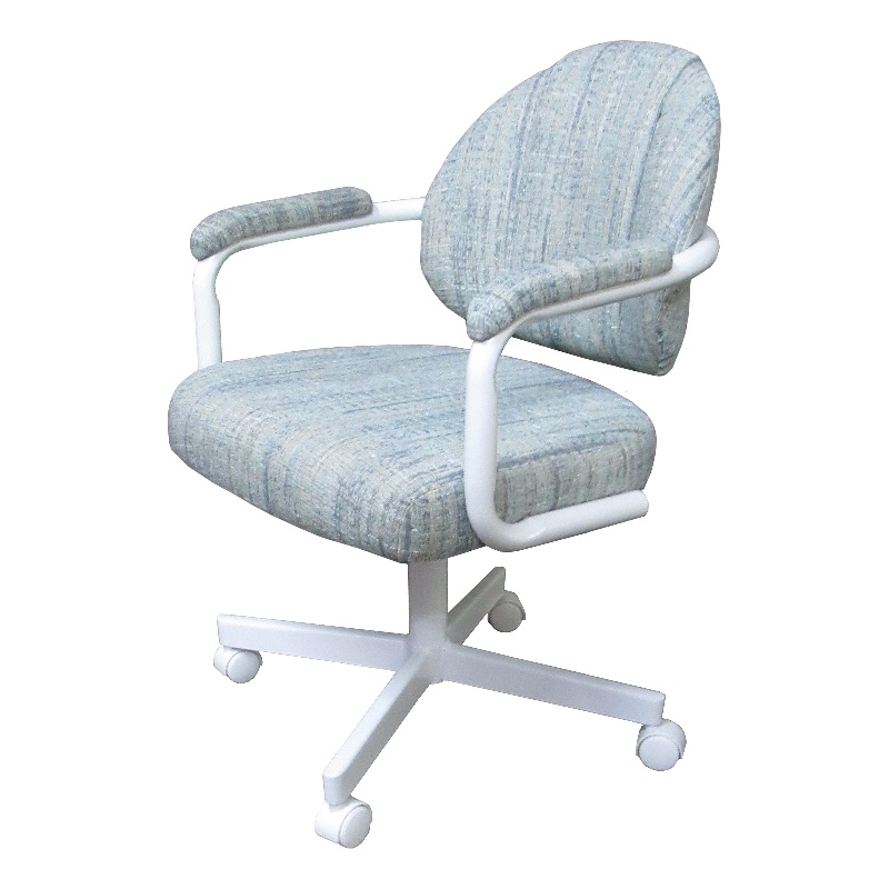 Pemberly Row Swivel Metal Caster Dining Chair in Watusi Aquatint White