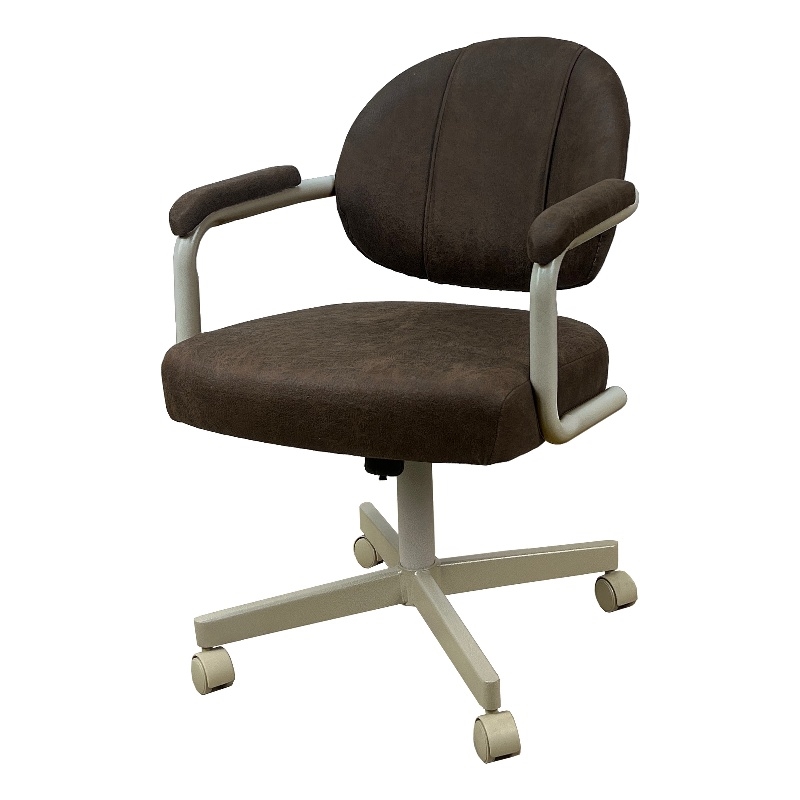 Pemberly Row Swivel Metal Caster Dining Chair in Northwest Whiskey Beige