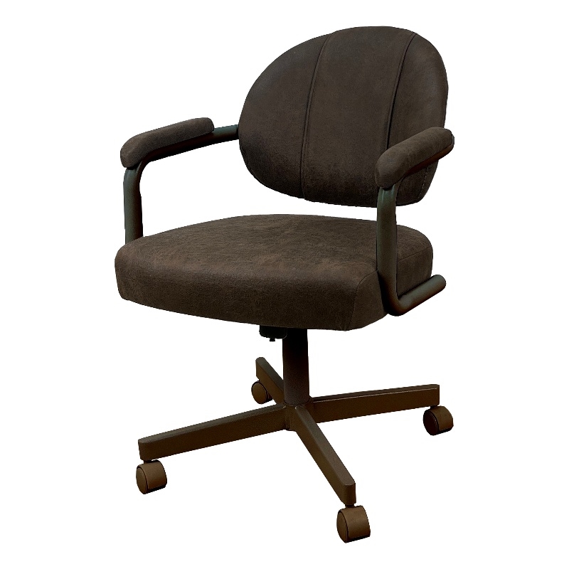 Pemberly Row Swivel Metal Caster Dining Chair in Northwest Whiskey Brown
