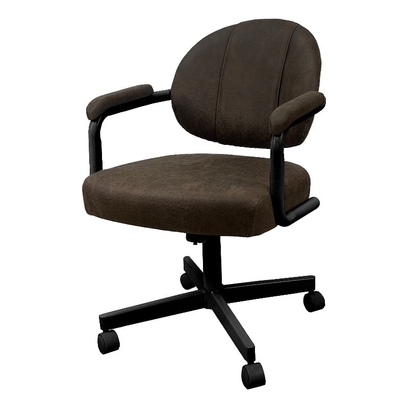 Pemberly Row Swivel Metal Caster Dining Chair in Northwest Whiskey Black