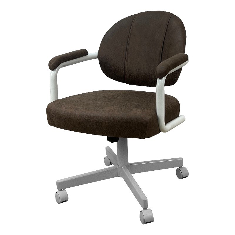 Pemberly Row Swivel Metal Caster Dining Chair in Northwest Whiskey White