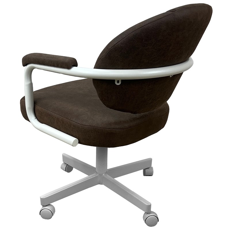 Pemberly Row Swivel Metal Caster Dining Chair in Northwest Whiskey White