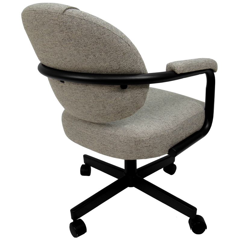 Pemberly Row Swivel Metal Caster Dining Chair in Portwood Ash Black
