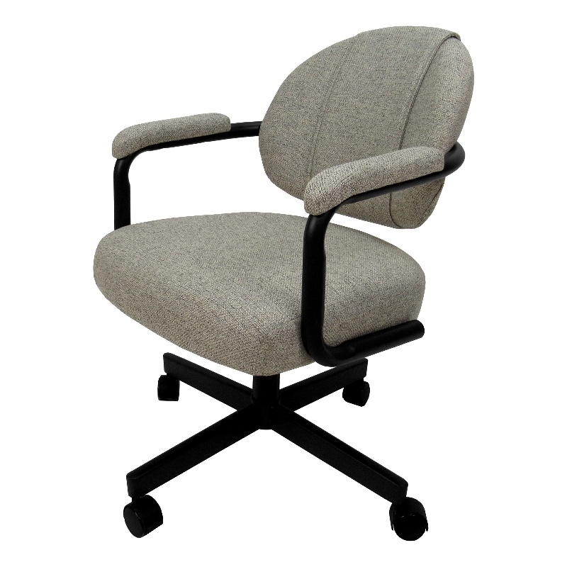 Pemberly Row Swivel Metal Caster Dining Chair in Portwood Ash Black