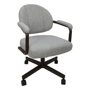 Pemberly Row Swivel Metal Caster Dining Chair in Hemsath Slate Brown