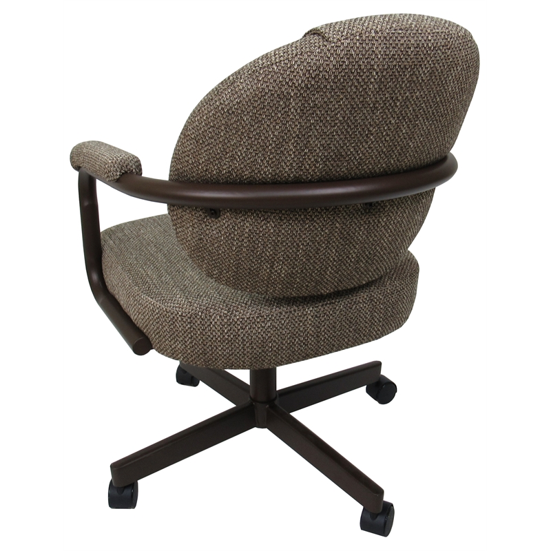 Pemberly Row Swivel Metal Caster Dining Chair in Plumley Cocoa Brown