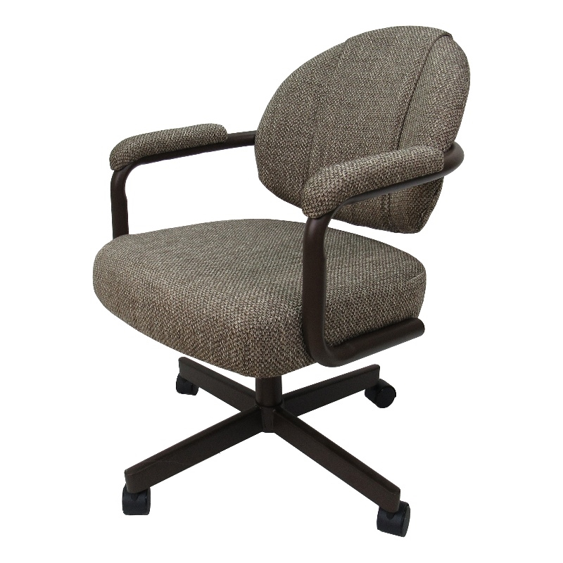 Pemberly Row Swivel Metal Caster Dining Chair in Plumley Cocoa Brown