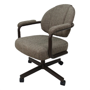 Pemberly Row Swivel Metal Caster Dining Chair in Plumley Cocoa Brown