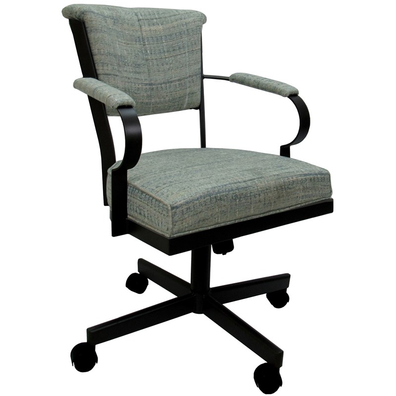 Pemberly Row Swivel Metal Caster Dining Chair in Watusi Aquatint Black