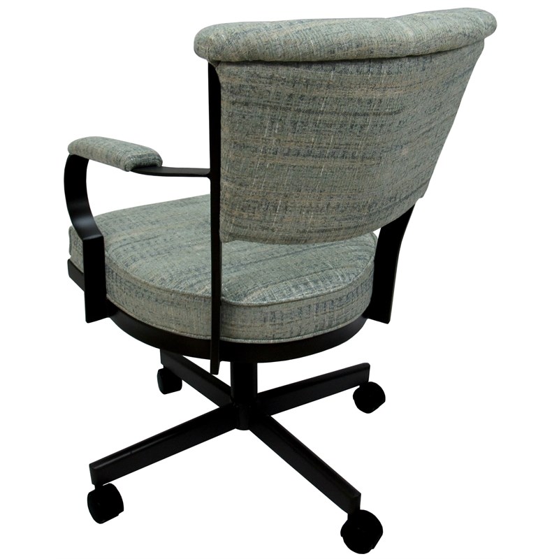 Pemberly Row Swivel Metal Caster Dining Chair in Watusi Aquatint Black