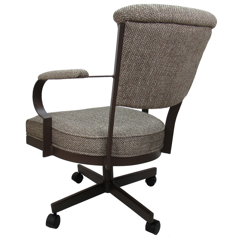 Pemberly Row Swivel Caster Chair in Plumley Cocoa Fabric Brown Metal
