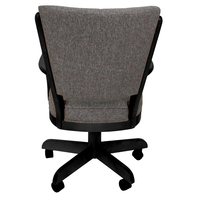Pemberly Row Caster Solid Wood Dining Chair in Mojave Gray Fabric Black Frame