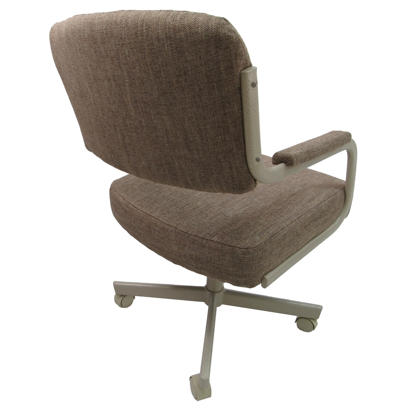 pemberly row swivel dining caster chair on wheels in basin beige fabric
