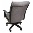 Pemberly Row Swivel Wood Dining Caster Chair in Mojave Gray Fabric Black Frame
