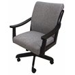 Pemberly Row Swivel Wood Dining Caster Chair in Mojave Gray Fabric Black Frame
