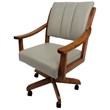 Pemberly Row Caster Solid Wood Dining Chair in Ocean Beige Vinyl Honey