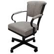 Pemberly Row Swivel Dining Caster Chair with Armrests in Ash Fabric Black Metal