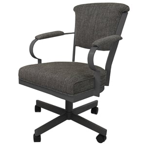 Pemberly Row Swivel Dining Caster Chair with Armrests in Cocoa & Gray