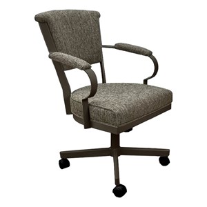 Pemberly Row Swivel Fabric & Metal Caster Dining Chair in Driftwood/Brown