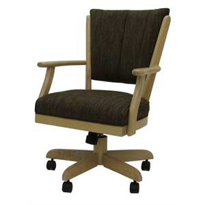 Pemberly Row Caster Solid Wood Dining Chair in Sanora Brown Fabric/CT Frame