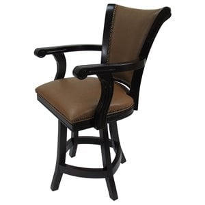 Pemberly Row 26&quot Swivel Solid Wood Counter Stool in Avanti Bronze