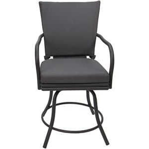 Pemberly Row Outdoor/Indoor Patio Dining Chair in Gray Fabric/Gray Frame