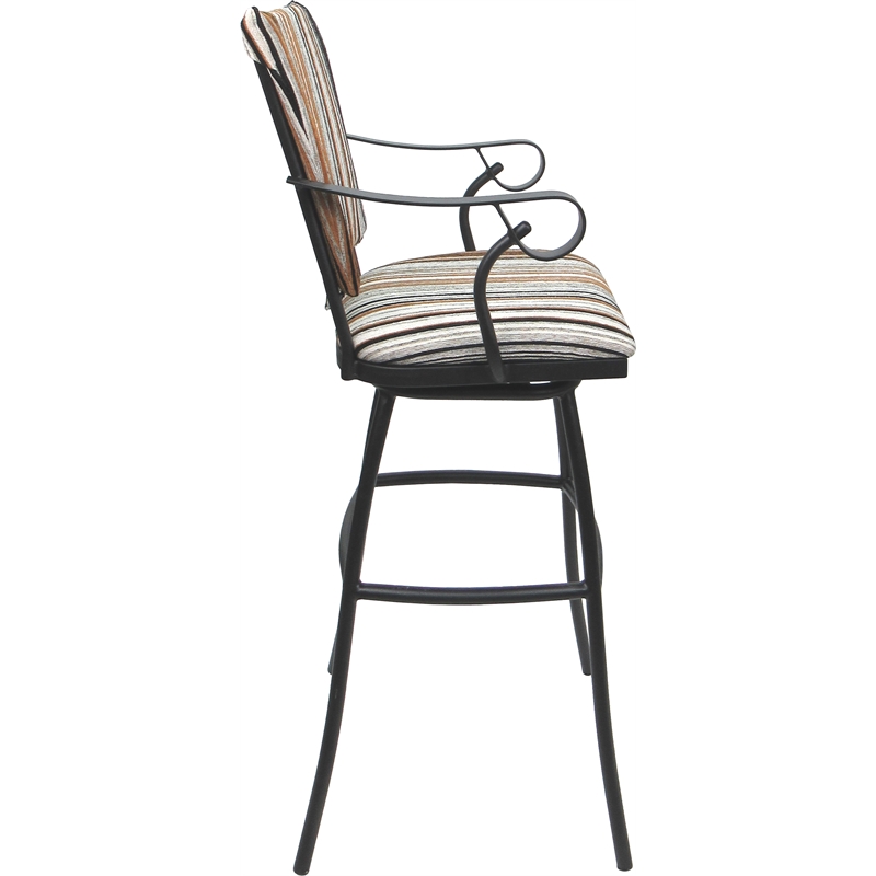 Pemberly Row Outdoor/Indoor Extra Tall Stool with Arms in DW Nutmeg/Gray