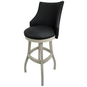 Pemberly Row 34&quot Swivel Wood Extra Tall Bar Stool in Black/White