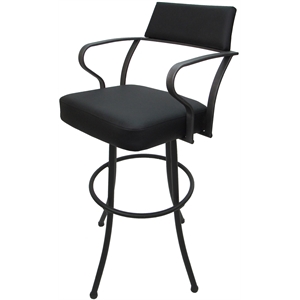 Pemberly Row Extra Tall 34&quot Swivel Metal Bar Stool in Gray Vinyl/Gray Frame