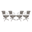 Pemberly Row Set of 4 Swivel Metal Caster Dining Chairs on Wheels