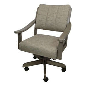 Pemberly Row Caster Solid Wood Dining Chair in Driftwood Beige/Asian Gray