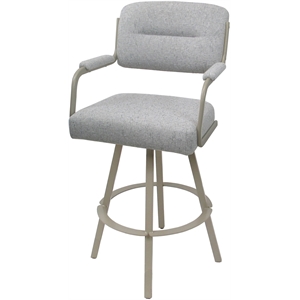 Pemberly Row Swivel Metal 30&quot Bar Stool in Hemsath Slate/Beige