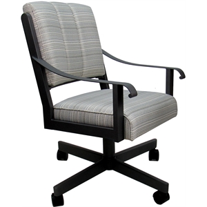 Pemberly Row Dining Caster Chair Swivel Tilt in Natural Fun Cream/Black