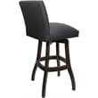 Pemberly Row Set of 3 Extra Tall Swivel Wood Stools in Gray Vinyl/Dark Walnut