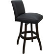 Pemberly Row Set of 3 Extra Tall Swivel Wood Stools in Gray Vinyl/Dark Walnut