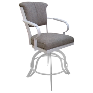 Pemberly Row 30&quot Metal Bar Stool with Wood Arm in Ash Fabric/White