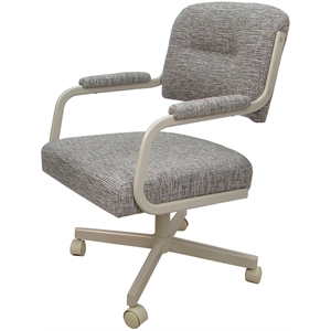 Pemberly Row Swivel Metal Dining Caster Chair in Jetty June Tan/Beige