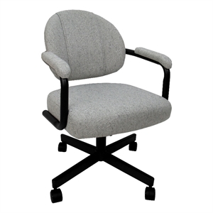 Pemberly Row Swivel Metal Caster Dining Chair in Hemsath Slate/Black