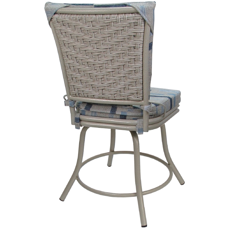 Pemberly Row Outdoor/Indoor Patio Dining Chair Armless in Blue Beige/Beige