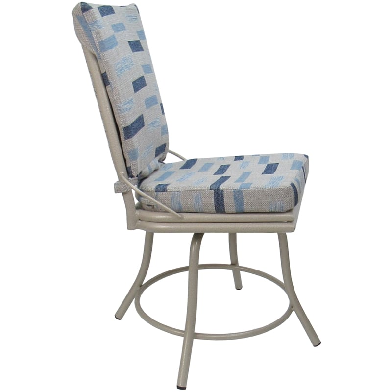 Pemberly Row Outdoor/Indoor Patio Dining Chair Armless in Blue Beige/Beige