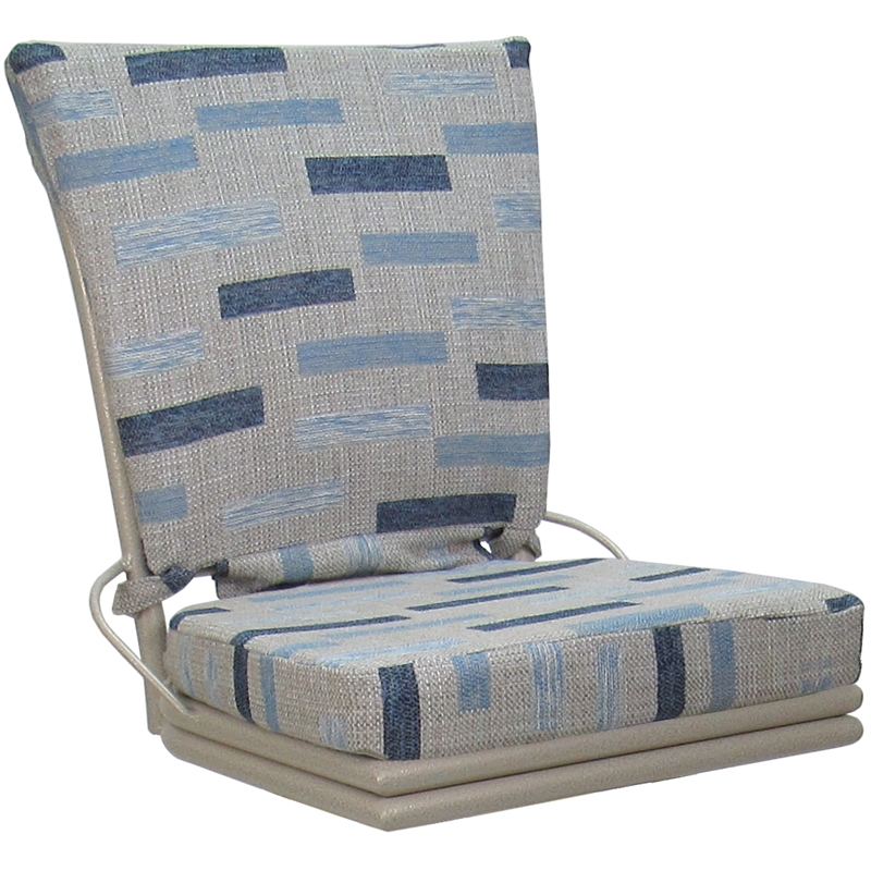 Pemberly Row Outdoor/Indoor Patio Dining Chair Armless in Blue Beige/Beige