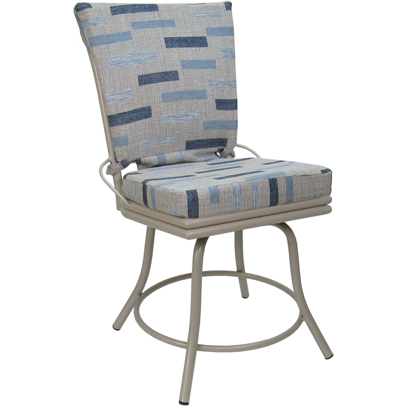 Pemberly Row Outdoor/Indoor Patio Dining Chair Armless in Blue Beige/Beige