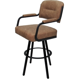 Pemberly Row Swivel Metal Extra Tall 34&quot Stool in Pecan Brown Vinyl/Black