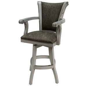 Pemberly Row 34&quot Swivel Wood Extra Tall Bar Stool in P-Poloma Gray