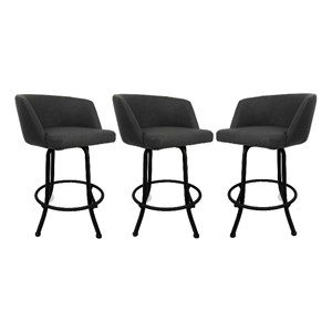 Pemberly Row Contemporary Swivel Metal 30&quot Bar Stool in Moonstone/Black