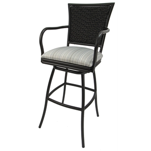 Pemberly Row Outdoor Extra Tall 34&quot Patio Bar Stool in Natural Fun/Black