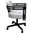 Pemberly Row Swivel Metal Dining Caster Chair in White Vinyl/Black