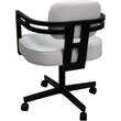 Pemberly Row Swivel Metal Dining Caster Chair in White Vinyl/Black